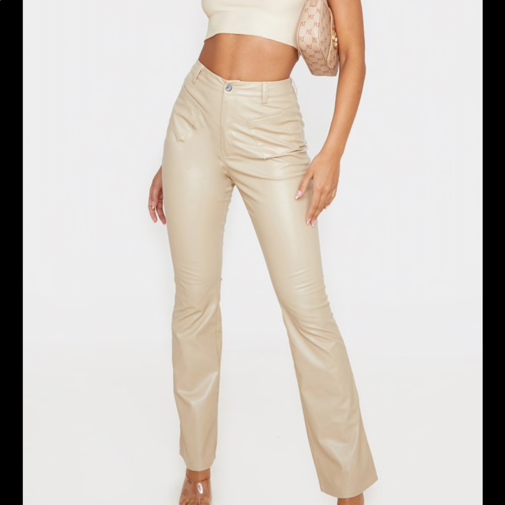 Cream Leather Trousers